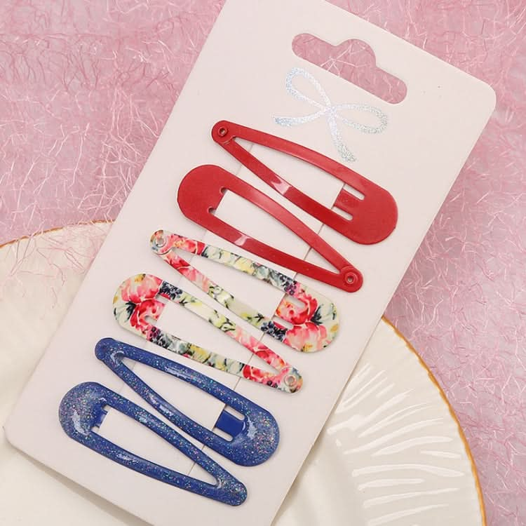 5sets  Drip Oil Baking Lacquer Printing Girls Hair Clip Hair Accessories-Reluova