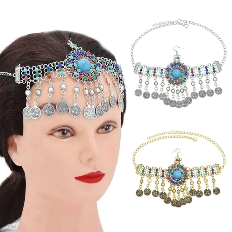 Retro Headdress Personalized Tassel Coin Colored Beads Hair Band Reluova