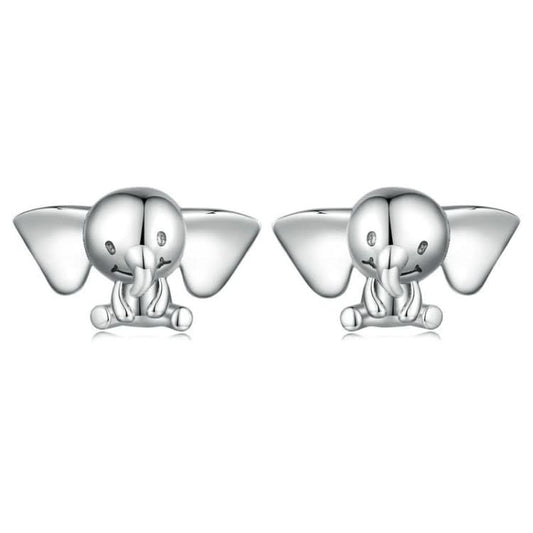 S925 Sterling Silver Elephant Cute Animal Stud Earrings Reluova