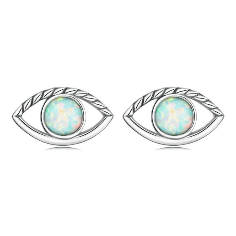 Sterling Silver S925 Opal Hollow Devil Eye Stud Earrings Reluova