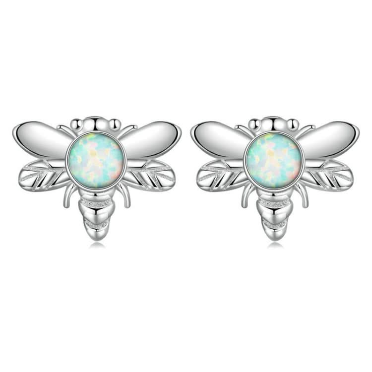 S925 Sterling Silver Plated Plated Opal Bee Stud Earrings Reluova