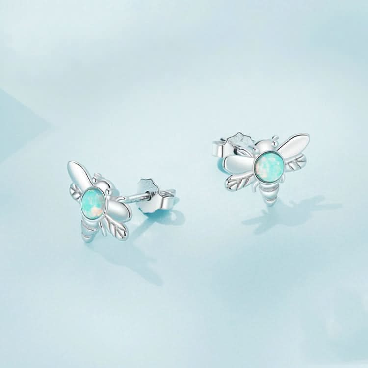 S925 Sterling Silver Plated Plated Opal Bee Stud Earrings Reluova