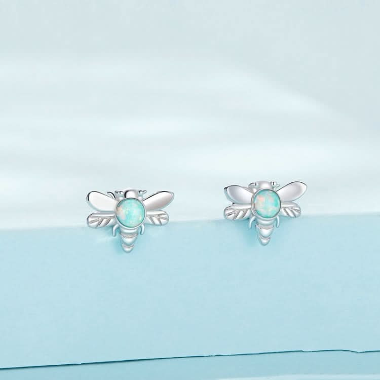 S925 Sterling Silver Plated Plated Opal Bee Stud Earrings Reluova