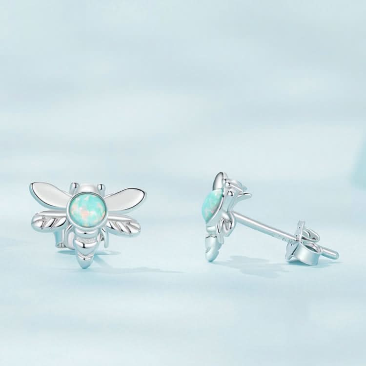 S925 Sterling Silver Plated Plated Opal Bee Stud Earrings Reluova