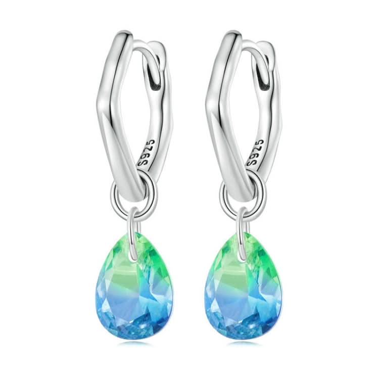 Sterling Silver S925 Gradient Glass Irregular Water Drop Earrings Reluova