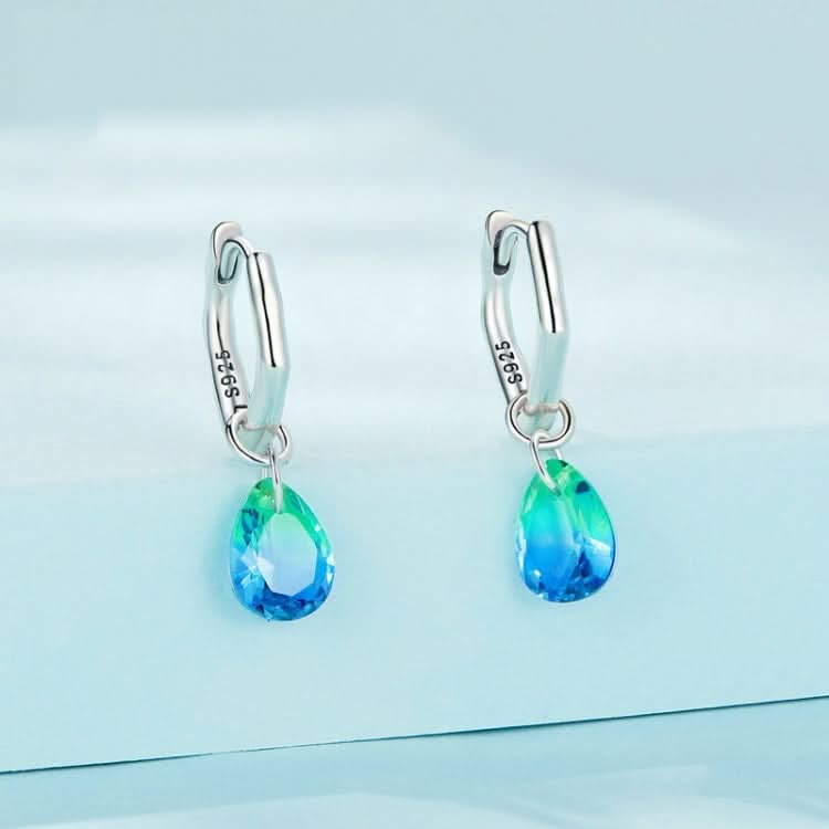 Sterling Silver S925 Gradient Glass Irregular Water Drop Earrings Reluova