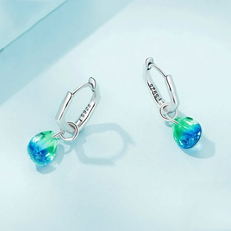 Sterling Silver S925 Gradient Glass Irregular Water Drop Earrings Reluova