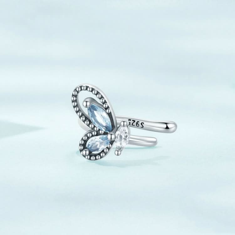 Sterling Silver S925 Butterfly Zircon Single Ear Cuff Reluova