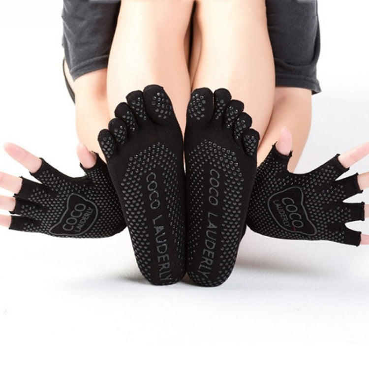 Non-slip Open Finger Yoga Sports Gloves+Five Finger Yoga Socks Set Reluova