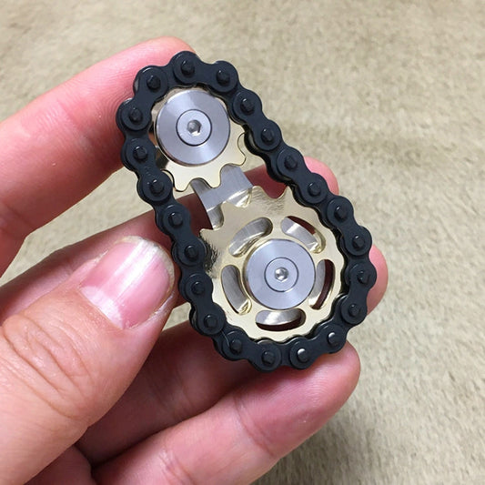 Black Chain Gyro Fingertip Gyro EDC Metal Toy Gear Sprocket Flywheel