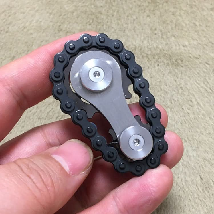 Black Chain Gyro Fingertip Gyro EDC Metal Toy Gear Sprocket Flywheel Reluova