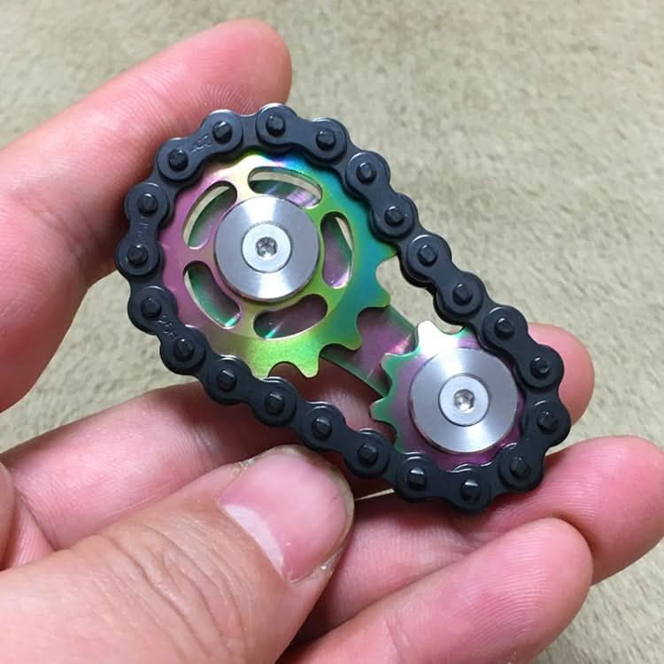 Black Chain Gyro Fingertip Gyro EDC Metal Toy Gear Sprocket Flywheel Reluova