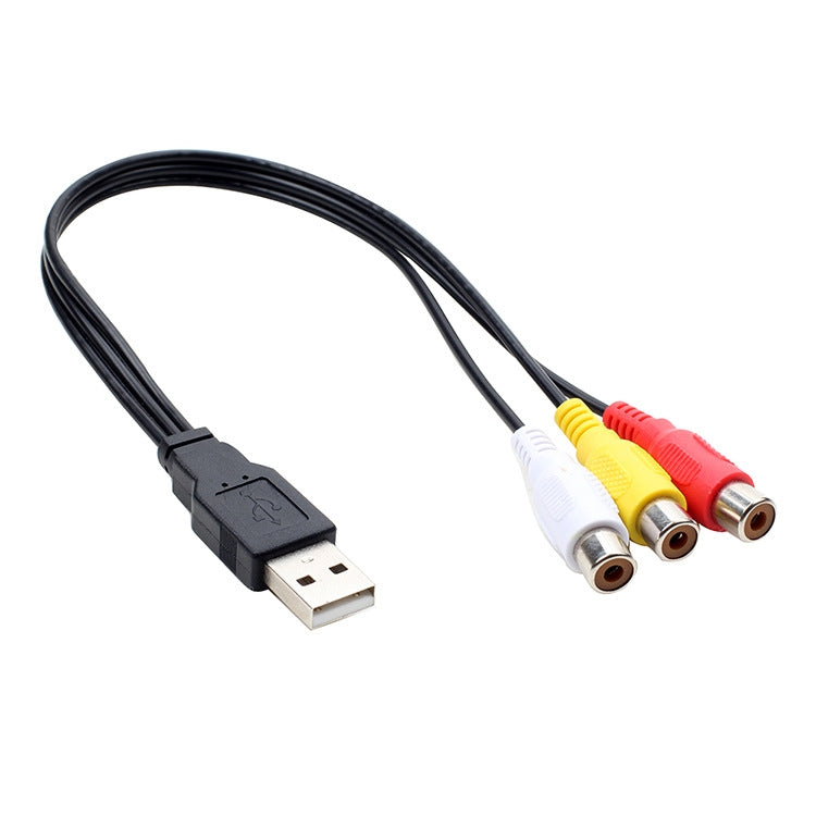 USB to 3 RCA Bus 1 Male 3 Female AV Audio Cable