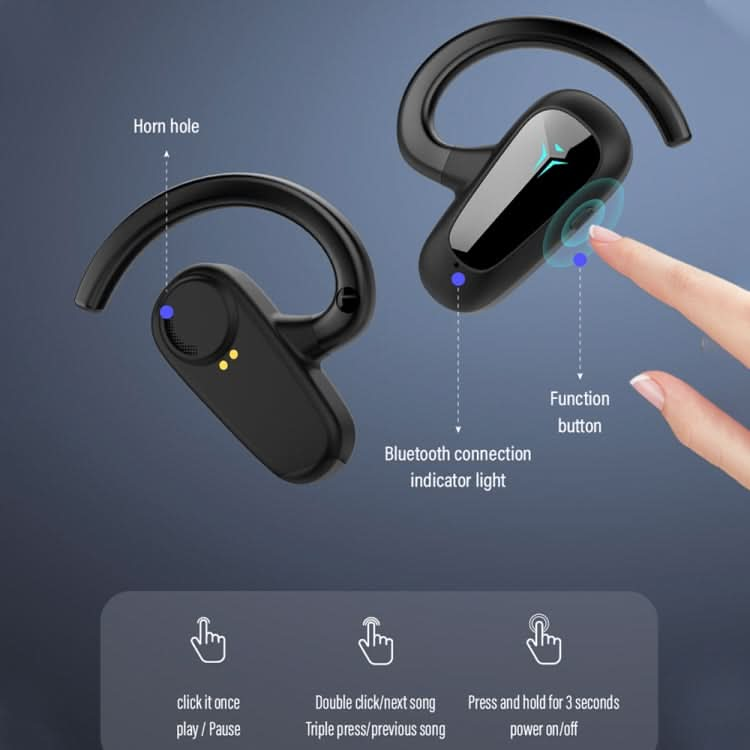 Bone Conduction Concepts Digital Display Stereo Bluetooth Earphones, Style: