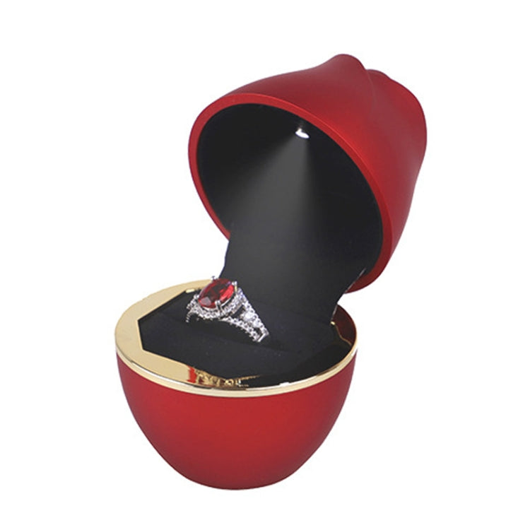 017257 Rose Shape LED Spotlight Ring Necklace Storage Box without Jewelry, Spec: