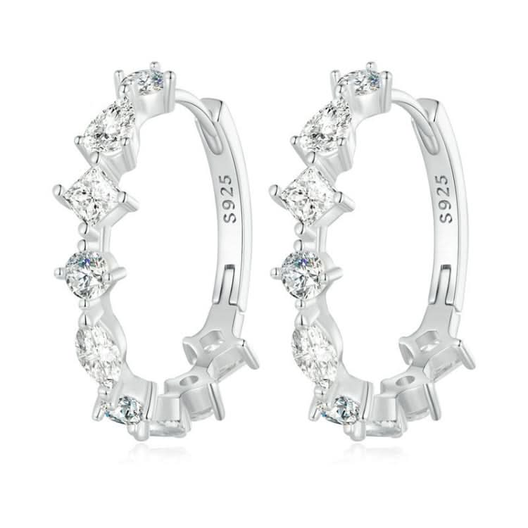 Sterling Silver S925 Platinum-plated Zircon Sparkling Earrings Reluova