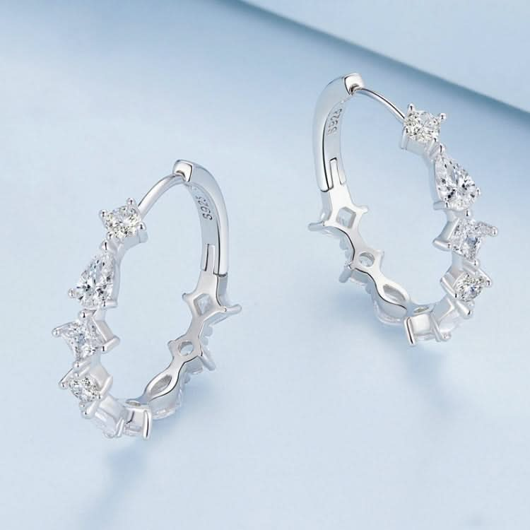 Sterling Silver S925 Platinum-plated Zircon Sparkling Earrings Reluova