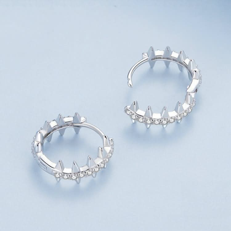 Sterling Silver S925 Rivet Plated Platinum Zircon Earrings Reluova