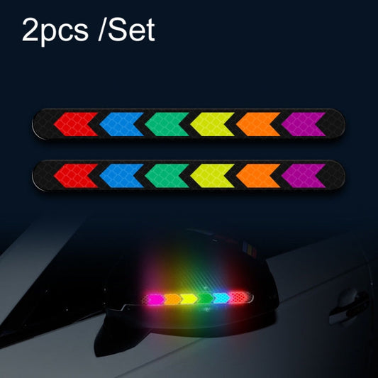 Car Door Anti-Collision Scrape And Rearview Mirror Colorful Safety Warning Reflective Sticker, Style: Glue Model Rear Bar Discs