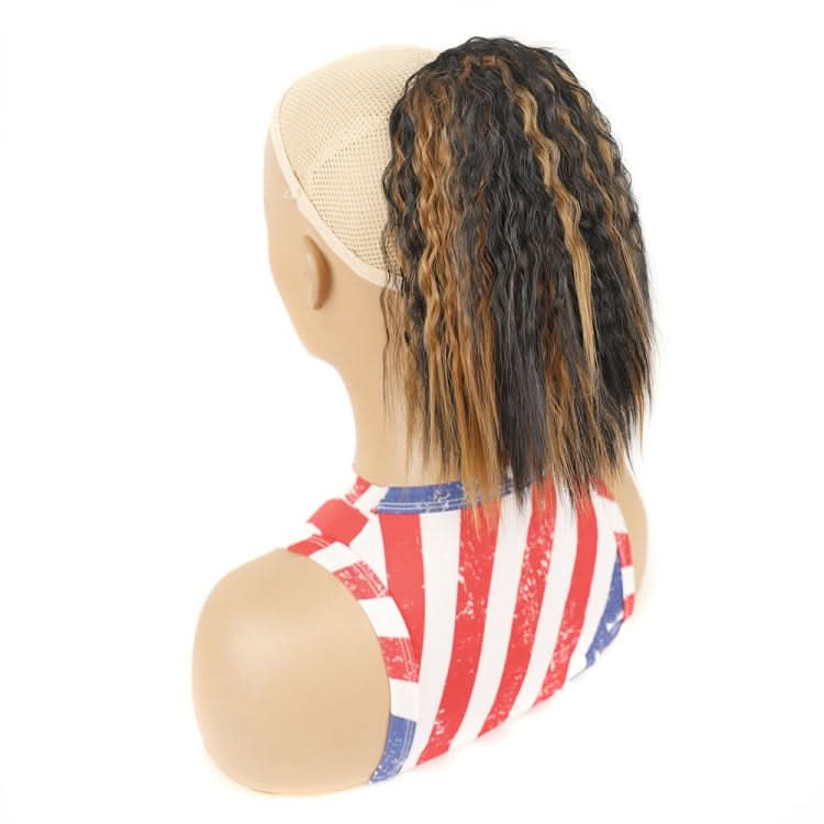 LS868 Drawstring Fixed Corn Perm Curly Wig Fluffy Short Ponytail Wigs Reluova