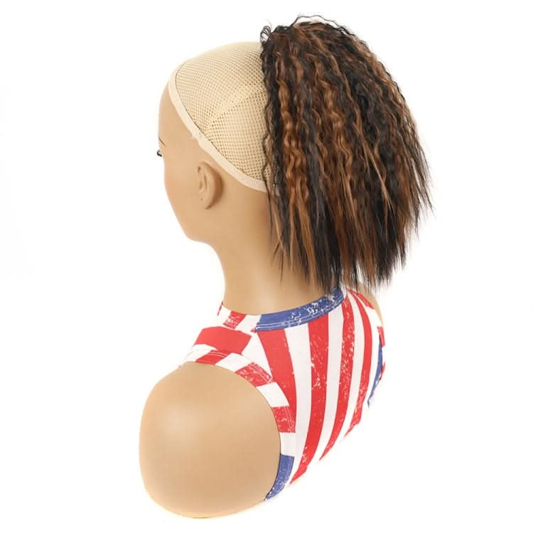 LS868 Drawstring Fixed Corn Perm Curly Wig Fluffy Short Ponytail Wigs Reluova