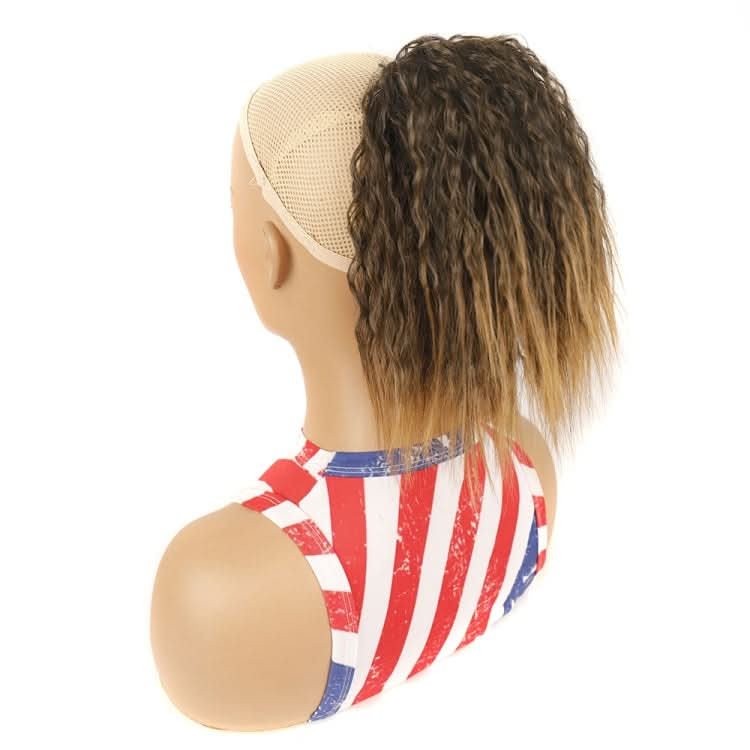 LS868 Drawstring Fixed Corn Perm Curly Wig Fluffy Short Ponytail Wigs Reluova