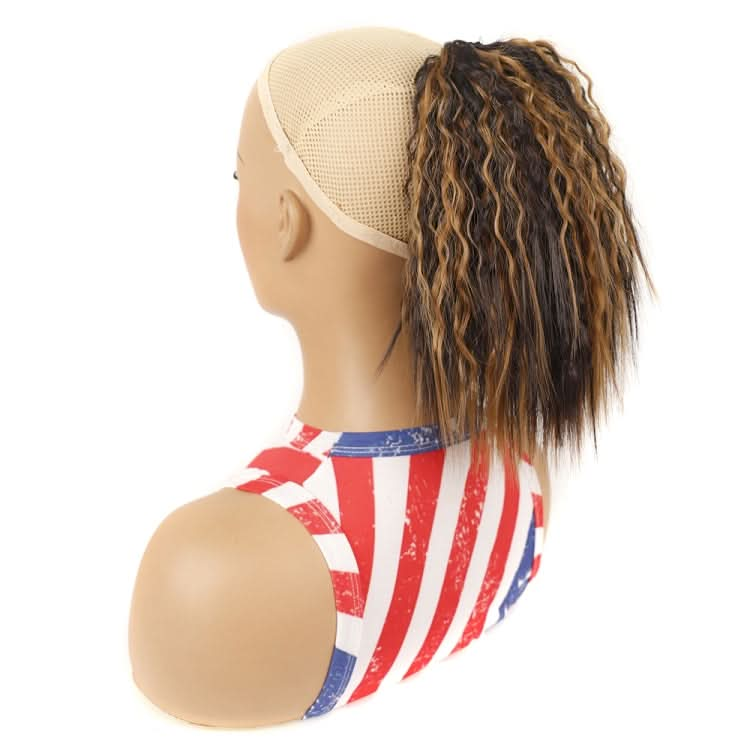 LS868 Drawstring Fixed Corn Perm Curly Wig Fluffy Short Ponytail Wigs Reluova