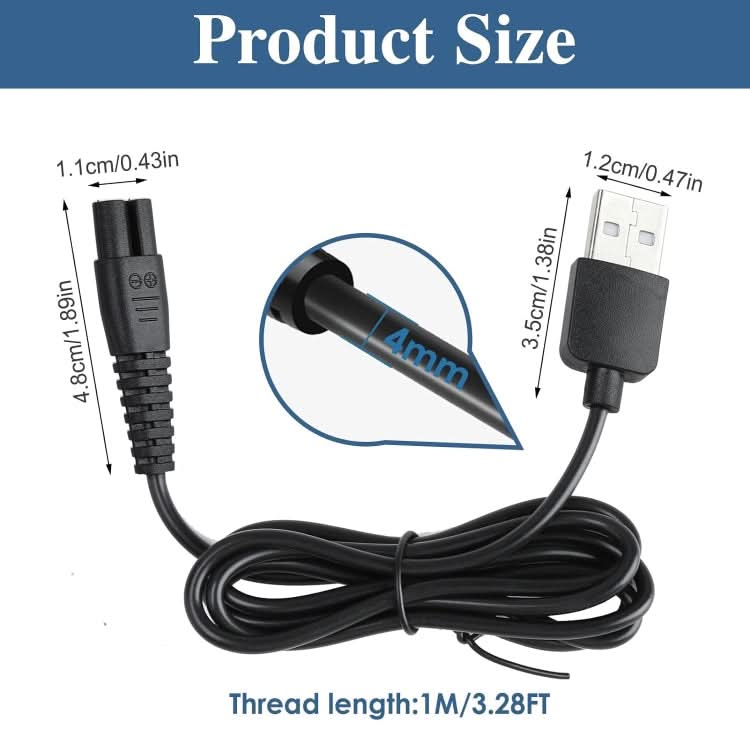 For Xiaomi Mijia MJTXD01SKS Electric Shaver USB Charging Cable Power ,Spce: Reluova