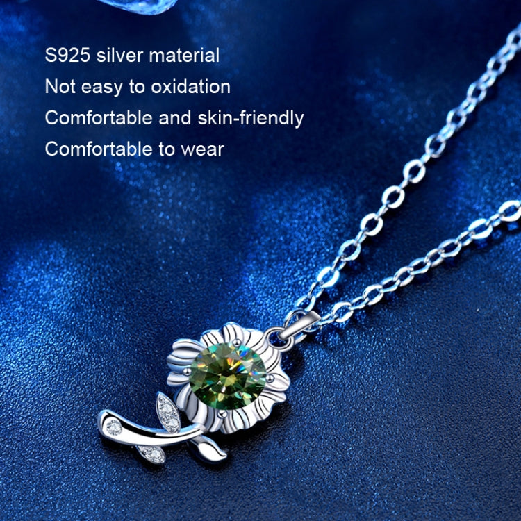 XMA033 925 Silver Necklace Moissanite Sunflower Flower Pendant Jewelry