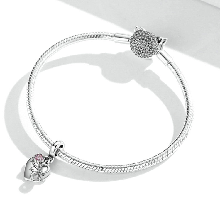 Sterling Silver S925 Endless Heart Zircon Bracelet Pendant