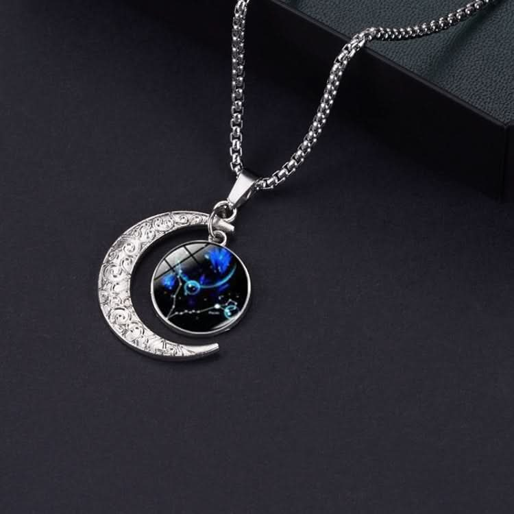 Luminous Zodiac Moon Titanium Steel Necklace Personalized Moon Pendant Reluova