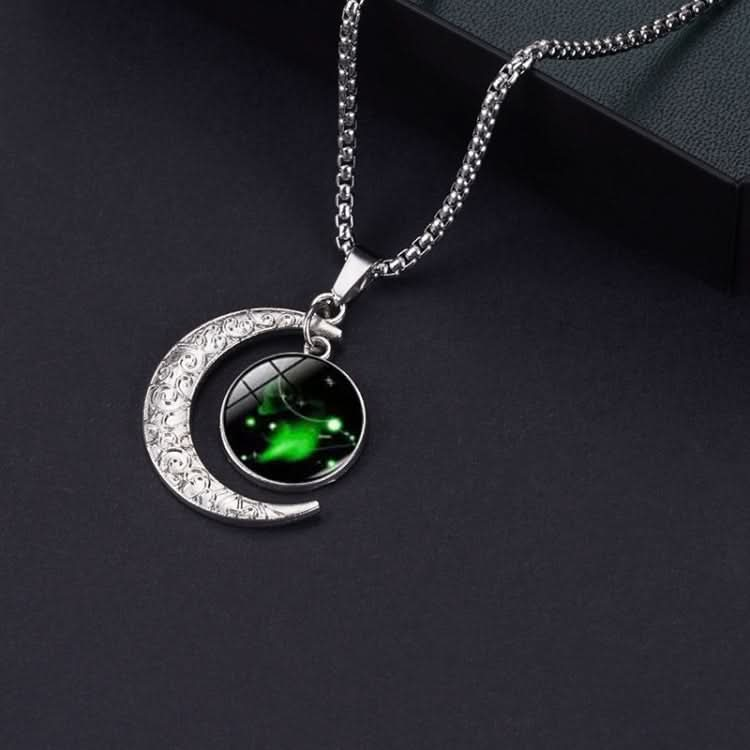 Luminous Zodiac Moon Titanium Steel Necklace Personalized Moon Pendant Reluova