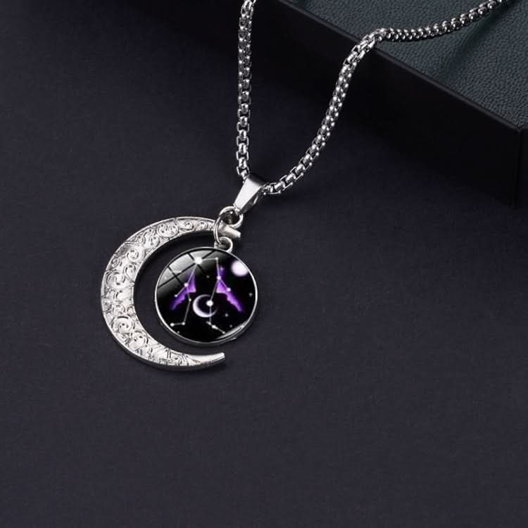 Luminous Zodiac Moon Titanium Steel Necklace Personalized Moon Pendant Reluova