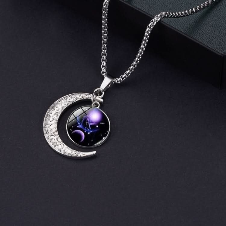 Luminous Zodiac Moon Titanium Steel Necklace Personalized Moon Pendant Reluova