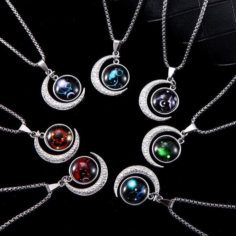 Luminous Zodiac Moon Titanium Steel Necklace Personalized Moon Pendant Reluova