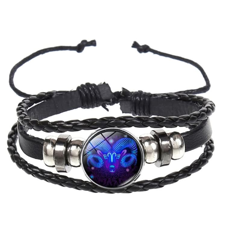 Twelve Constellation Luminous Bracelet Retro Leather Rope Woven Bracelet, Style: Virgin Reluova