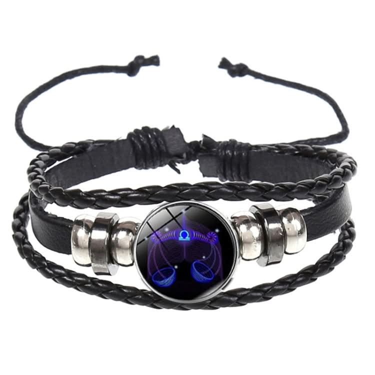 Twelve Constellation Luminous Bracelet Retro Leather Rope Woven Bracelet, Style: Virgin Reluova