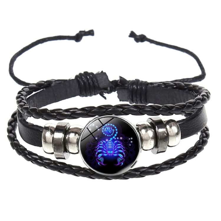 Twelve Constellation Luminous Bracelet Retro Leather Rope Woven Bracelet, Style: Virgin Reluova