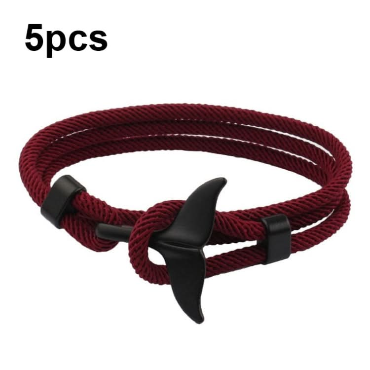 5pcs Whale Tail Braided Hand Rope Double Live Buckle Adjustable Bracelet-Reluova