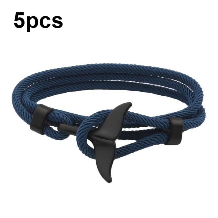 5pcs Whale Tail Braided Hand Rope Double Live Buckle Adjustable Bracelet-Reluova