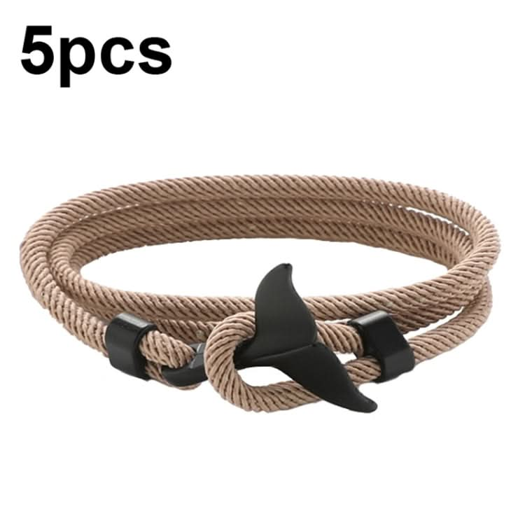 5pcs Whale Tail Braided Hand Rope Double Live Buckle Adjustable Bracelet-Reluova