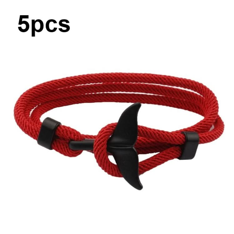 5pcs Whale Tail Braided Hand Rope Double Live Buckle Adjustable Bracelet-Reluova