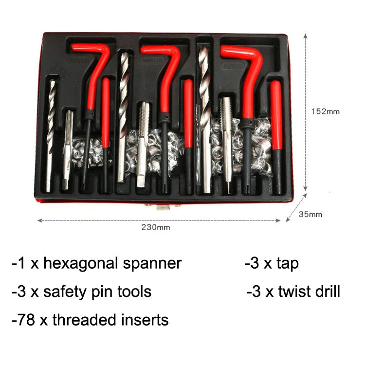 88 in 1 Car Screw Thread Repair Spark Plug Tapping Tool Tapper Tap Gripper Kit