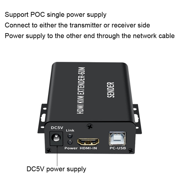 BW-HKE60A HDMI 60m KVM With USB Extender Support POE Single-End Power Supply With US Plug