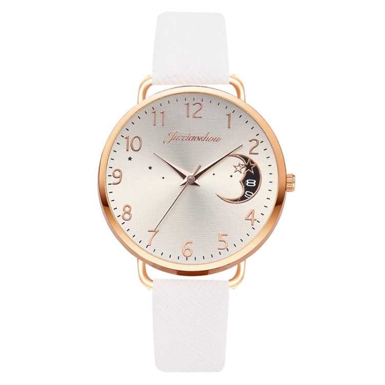 Ladies Moon Pattern Dial PU Strap Quartz Watch