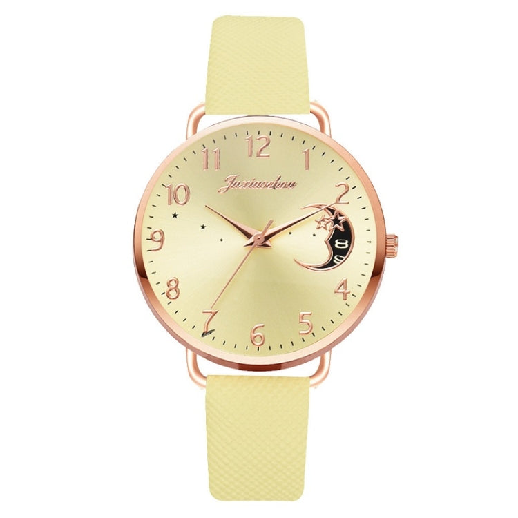 Ladies Moon Pattern Dial PU Strap Quartz Watch Reluova