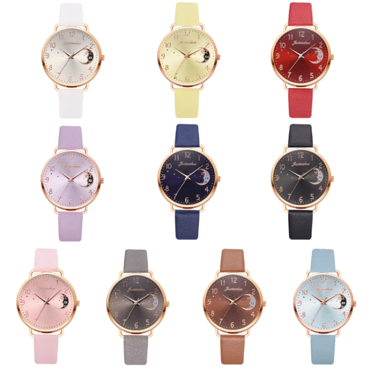 Ladies Moon Pattern Dial PU Strap Quartz Watch Reluova