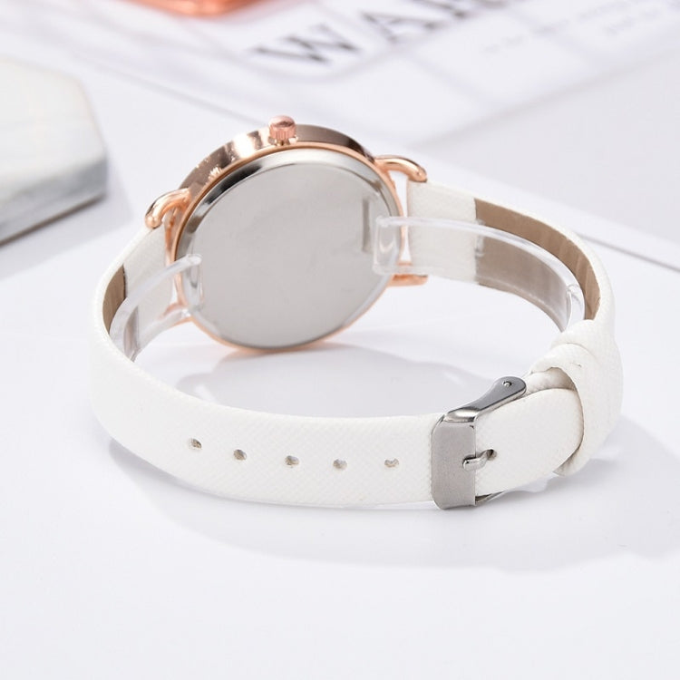 Ladies Moon Pattern Dial PU Strap Quartz Watch