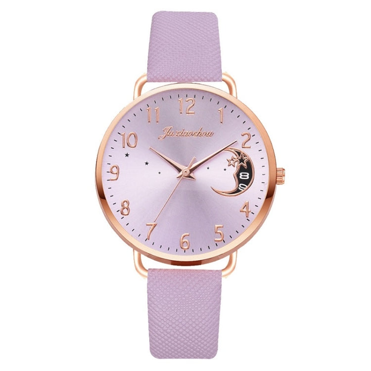 Ladies Moon Pattern Dial PU Strap Quartz Watch Reluova