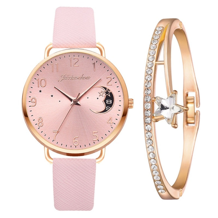 Ladies Moon Pattern Dial PU Strap Quartz Watch Reluova